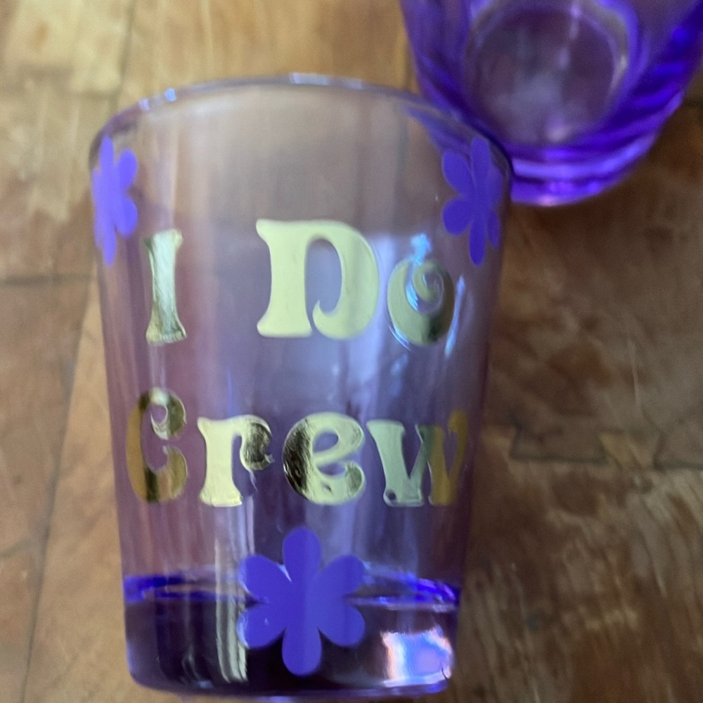 Purple and Gold 'I Do Crew' Glass